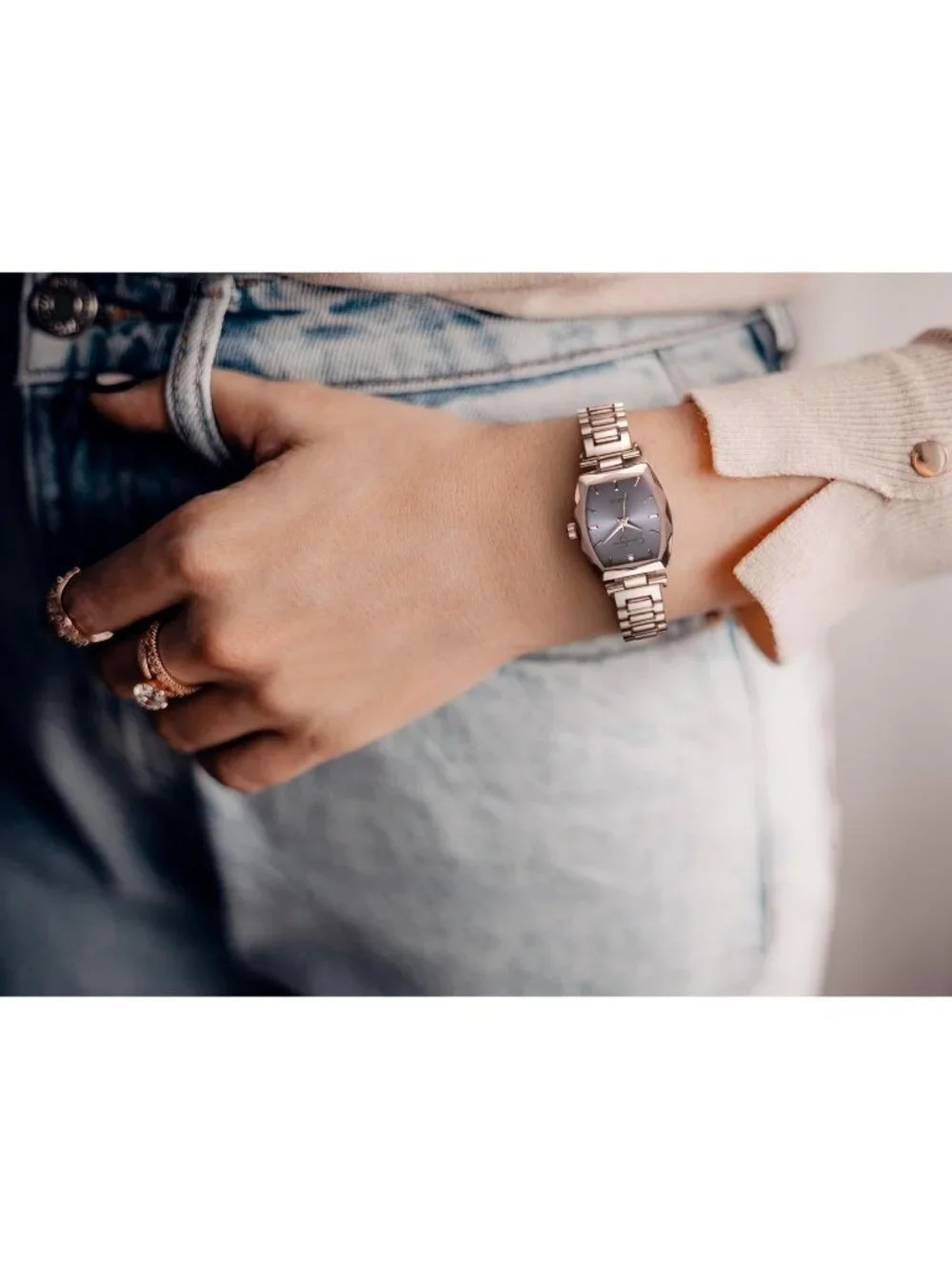 Women's Rose Gold/Purple Diamond Collection Metal Band Elegant Dress Wrist Watch